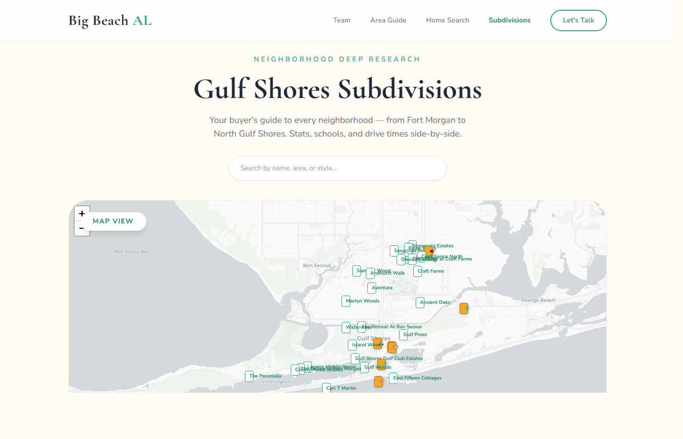 Interactive Gulf Shores subdivision map